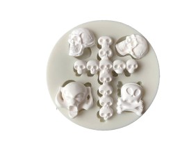 Molde silicona cruz con calaveras 